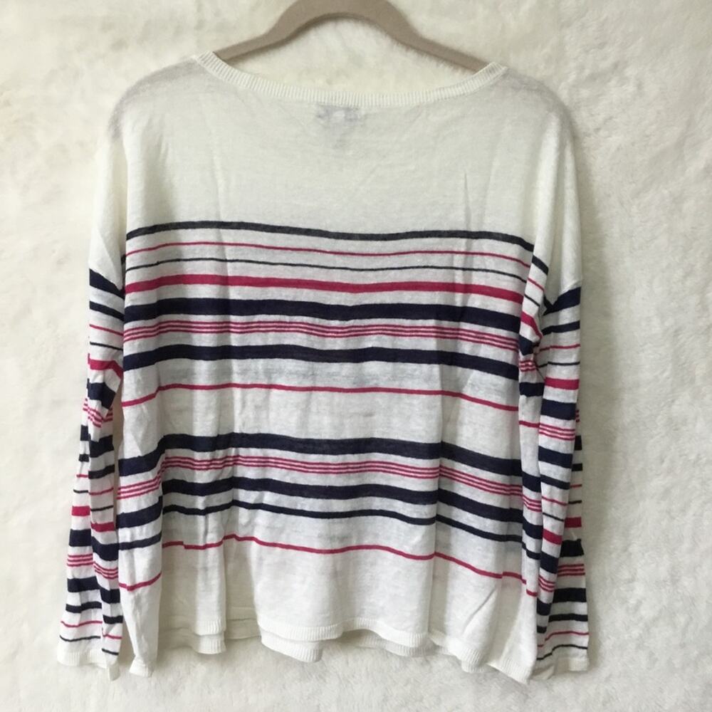Joie White Multi-Striped Linen Sweater - Picture 5 of 9